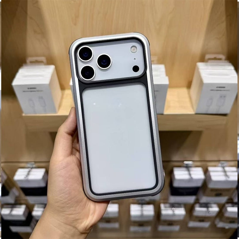 iPhone 17 Pro Kzdoo ARCE Case Series Aluminum Bumper Transparent Back Cover - Grey